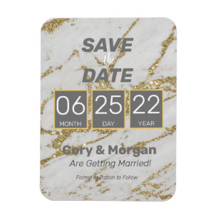 Datum freihalten   Gold & White Marmor Look Magnet