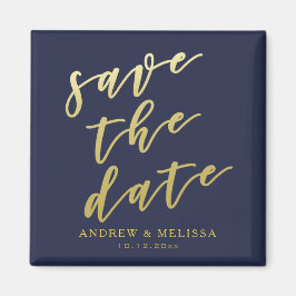 Datum freihalten | Navy & Imitate Gold Script Magnet