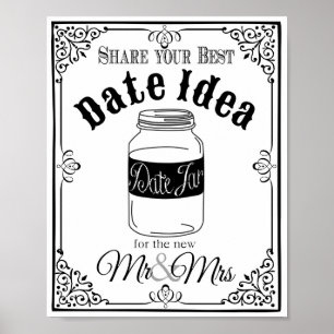Datum Glas Hochzeitsschild Hochzeit oder Party-Sch Poster