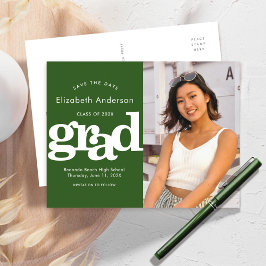 Datum grün Abschluss Foto fett formatiert Typograf Einladungspostkarte