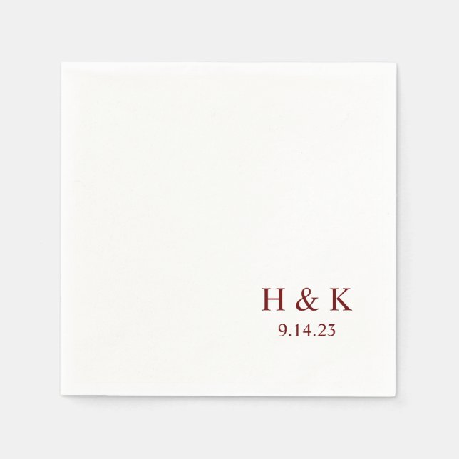 Datum Monogram Cocktail Napkins individuell einste Serviette (Vorderseite)
