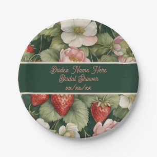 Datum/Name "Berry in Liebe" Blume und Erdbeeren Pappteller