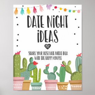 Datum Night Ideas Couple Cactus Fiesta Table Sign Poster