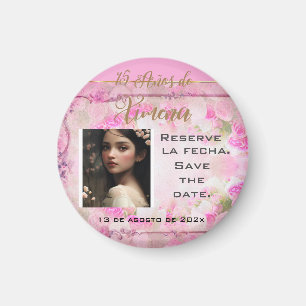 Datum reservieren /Save the Date in Rosa und Gold Magnet