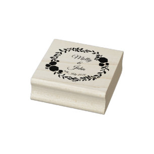 Datum Rustikale Monogrammkranke Gummistempel