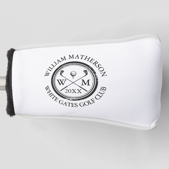 Datum Schwarz und Weiß des benutzerdefinierten Mon Golf Headcover (Vorderseite)