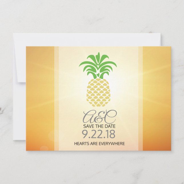 Datum sichern  Ananas-Herzen Save The Date (Vorderseite)