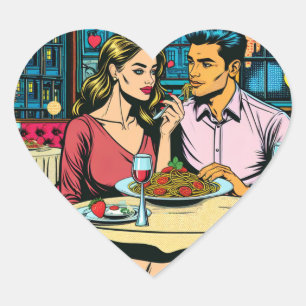 Datum Spaghettis Abendessen Herz-Aufkleber