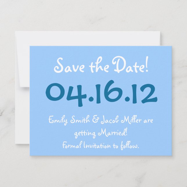 Datum speichern Hellblau Save The Date (Vorderseite)