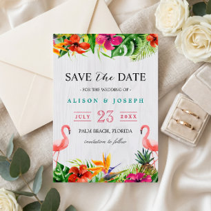 Datum Speichern Luau Tropisch Floral Flamingo Save The Date