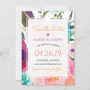 Datum speichern Moderne Wasserfarbe Garten Flora Save The Date