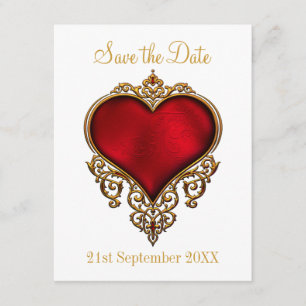 Datum speichern Rot Gold Herz Weiß Save The Date