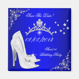 Datum Speichern Süße 16 Blaue High Heels Schuhe Ti Magnet