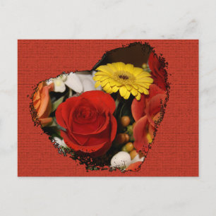 Datum vormerken Herzförmiger Blumenstrauß Postkarte