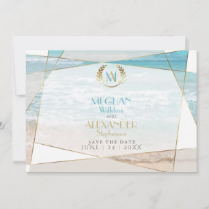 Datum vormerken Moderne geometrische Strand-Mono Save The Date