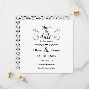 Datum vormerken Schwarz-weiße Ostern Hochzeit Save The Date