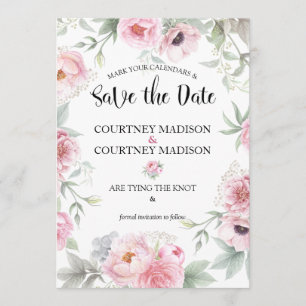 Datum vormerken Wasserfarbe Rosa Rosen Blumen Save The Date