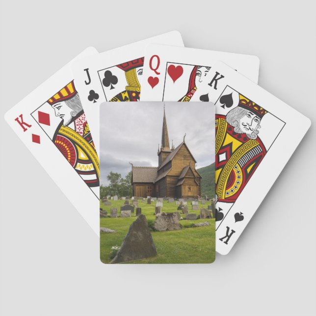 Daubekirche mit Friedhof in Norwegen Spielkarten (Rückseite)