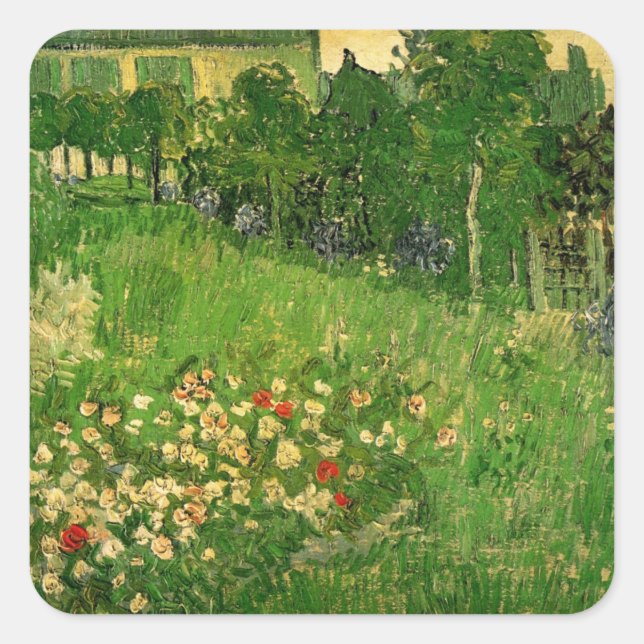 Daubigny's Garden von Vincent van Gogh, Le Jardin Quadratischer Aufkleber (Vorderseite)