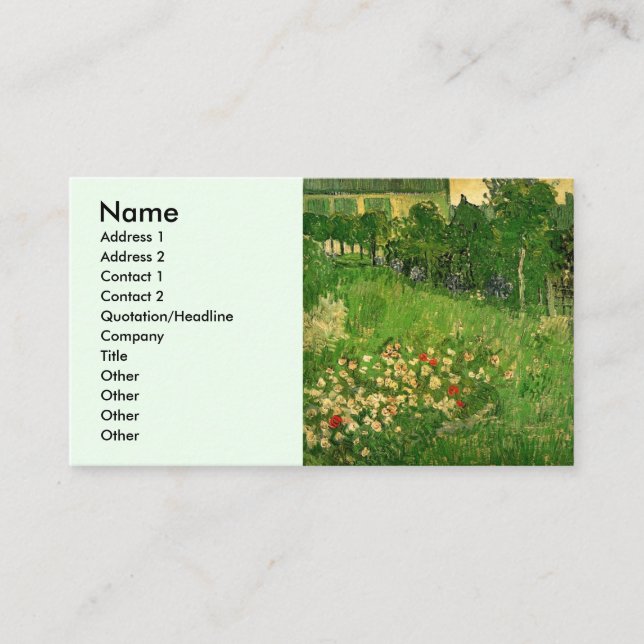Daubigny's Garden von Vincent van Gogh, Le Jardin Visitenkarte (Vorderseite)