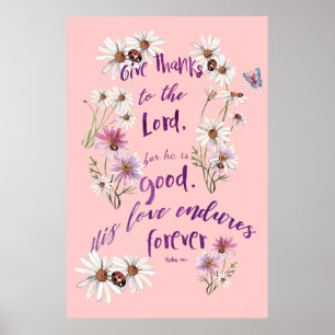 Dauerhafte Dankbarkeit: Psalmen 156:1 Christliches Poster