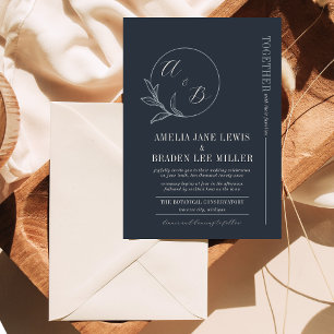 Dauerhafte Liebe Deep Blue Wreath Wedding Invite Einladung