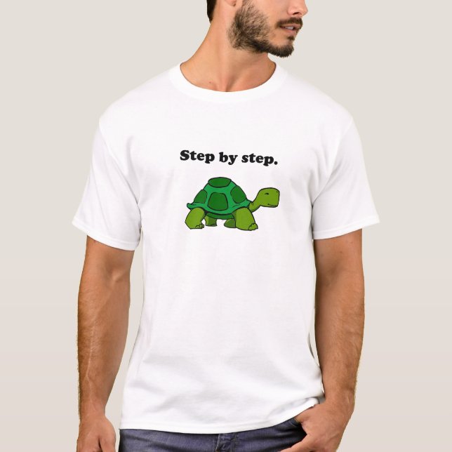 Dauerhafter Sieg Tortoise Turtle Schritt für Schri T-Shirt (Vorderseite)