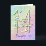 Daughter 14. Geburtstags Butterfly Garden Card Karte<br><div class="desc">Ein farbenprächtiger Regenbogen,  rosa Blume und lavendelfarbene Schmetterlinge befriedigen die 14. Happy Birthday Card der Mädchen. Vorname und innerhalb Vers können mit der bereitgestellten Vorlage personalisiert werden. Originelles Design von Anura Design Studio.</div>