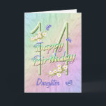 Daughter 14. Geburtstags Butterfly Garden Card Karte<br><div class="desc">Ein farbenprächtiger Regenbogen,  rosa Blume und lavendelfarbene Schmetterlinge befriedigen die 14. Happy Birthday Card der Mädchen. Vorname und innerhalb Vers können mit der bereitgestellten Vorlage personalisiert werden. Originelles Design von Anura Design Studio.</div>