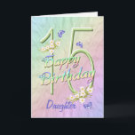 Daughter 15. Geburtstags Butterfly Garden Card Karte<br><div class="desc">Ein farbenprächtiger Regenbogen,  rosa Blume und lavendelfarbene Schmetterlinge befriedigen die 15. Happy Birthday Card der Mädchen. Vorname und innerhalb Vers können mit der bereitgestellten Vorlage personalisiert werden. Sie können auch die passenden Geschenke und andere Produkte genießen,  die in meinem Shop erhältlich sind. Originelles Design von Anura Design Studio.</div>