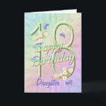 Daughter 18. Geburtstag Butterfly Garden Card Karte<br><div class="desc">Ein farbenprächtiger Regenbogen,  rosa Blume und lavendelfarbene Schmetterlinge befriedigen die 18. Happy Birthday Card der Mädchen. Vorname und innerhalb Vers können mit der bereitgestellten Vorlage personalisiert werden. Sie können auch die passenden Geschenke und andere Produkte genießen,  die in meinem Shop erhältlich sind. Originelles Design von Anura Design Studio.</div>