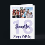 Daughter 18. Geburtstag Lila Script FotoCollage Karte<br><div class="desc">Mit dieser personalisierten Foto-Collage-Karte aus dem 18. Jubiläum für Ihre Tochter ein Lächeln auf das Gesicht legen. - Klicken Sie einfach, um dieses Design 🔥 Meine Versprechen zu personalisieren - Dieses Design ist einzigartig und ist mit Ihnen im Hinterkopf 🙏 Danke, dass Sie mein kleines Unternehmen unterstützt haben - Wenn...</div>