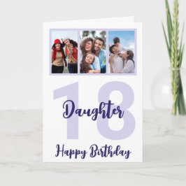 Daughter 18. Geburtstag Lila Script FotoCollage Karte