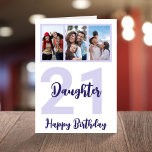 Daughter 21. Geburtstag Lila Script FotoCollage Karte<br><div class="desc">Mit dieser personalisierten 21. Geburtstagskarte für das Foto Ihrer Tochter ein Lächeln auf das Gesicht legen. - Klicken Sie einfach, um dieses Design 🔥 Meine Versprechen zu personalisieren - Dieses Design ist einzigartig und ist mit Ihnen im Hinterkopf 🙏 Danke, dass Sie mein kleines Unternehmen unterstützt haben - Wenn Sie...</div>