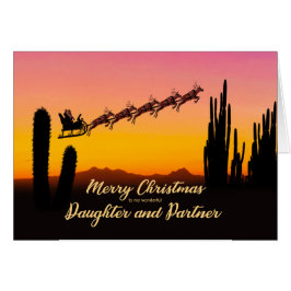Daughter and Partner Christmas Santa Over Desert