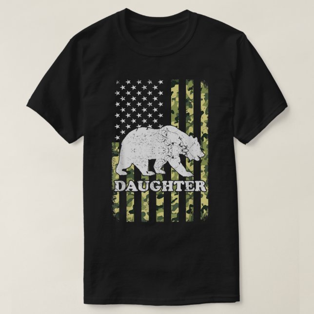 Daughter Bear Camping Wandern Camouflage USA Ameri T-Shirt (Design vorne)