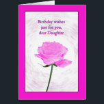 Daughter Birthday Beautiful Pink Rose<br><div class="desc">Eine schöne Geburtstagskarte für eine Tochter. Eine elegante und dennoch einfache Geburtstagskarte. Ein Single rosa erhob sich gerahmt in Rosa. Der wirbelnde Hintergrund hebt die Rose hervor. Eine schöne,  klassische Karte,  um zu zeigen,  dass Ihnen wichtig ist.</div>