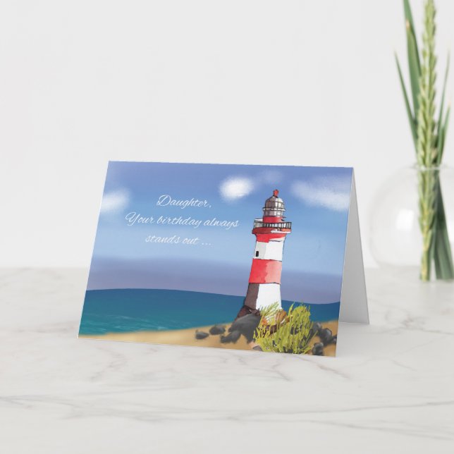 Daughter Birthday Coastal Lighthouse Karte (Vorderseite)