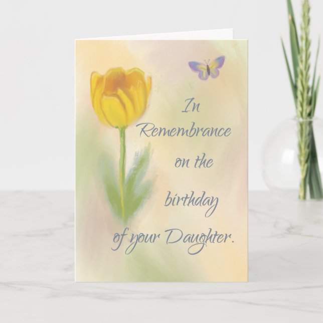 Daughter Birthday Remembrance Aquarellfarben Blume Karte (Vorderseite)