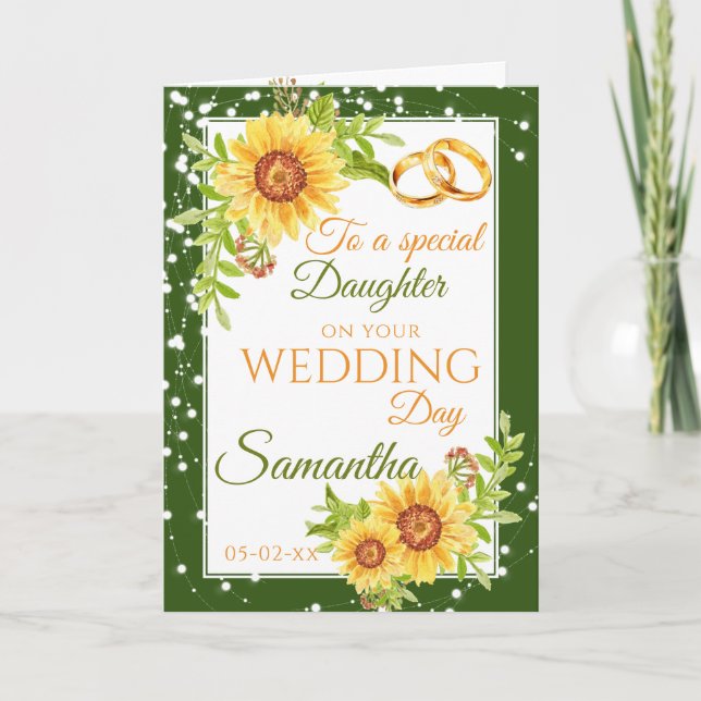 Daughter Bride Wedding Day Sonnenblume Karte (Vorderseite)