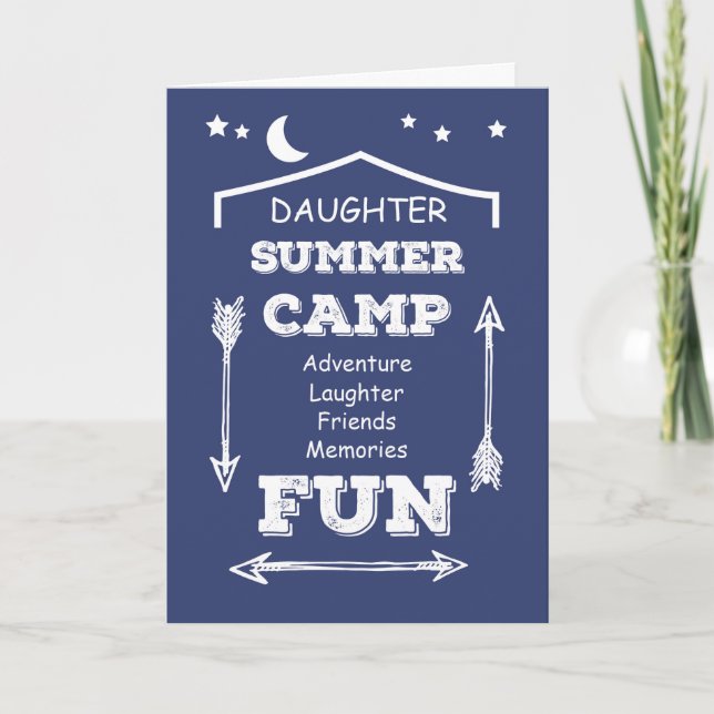 Daughter Camp Fun Navy Blue, denken Sie an Sie Karte (Vorderseite)