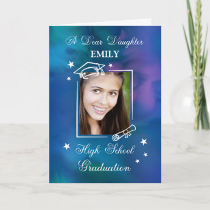 Daughter Custom Foto Name High School Abschluss Karte