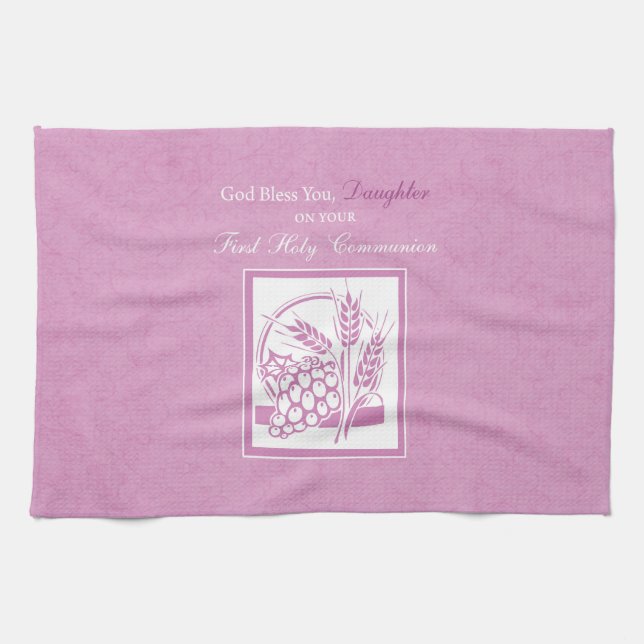 Daughter Erste Kommune, rosa Küchentuch (Horizontal)