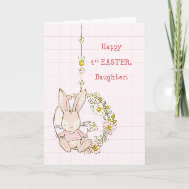Daughter Erste Osterhase auf Blume Swing Karte (Vorderseite)