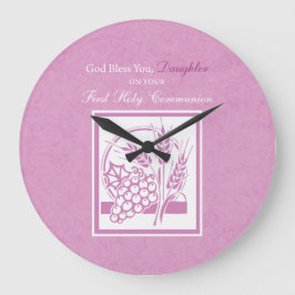 Daughter First Communion, Pink Große Wanduhr