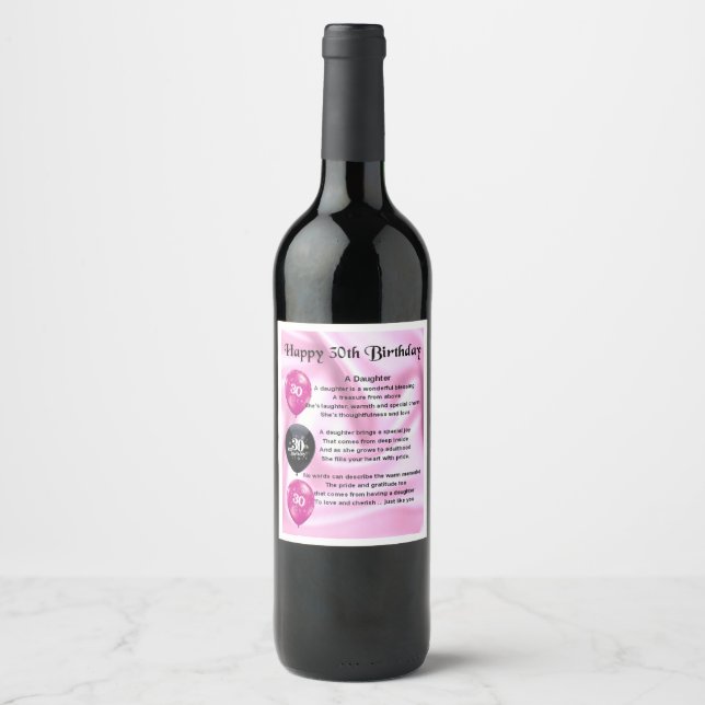 Daughter Gedicht Weinflaschen Etikett - 30. Geburt (Vorderseite)