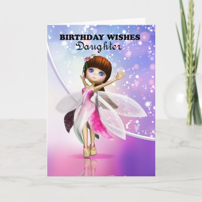 Daughter, Happy Birthday niedliche Märchen tanzen Karte (Vorderseite)