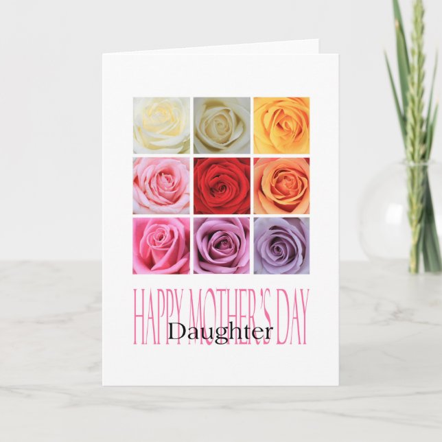 Daughter Happy Mother Day Rose Card Karte (Vorderseite)