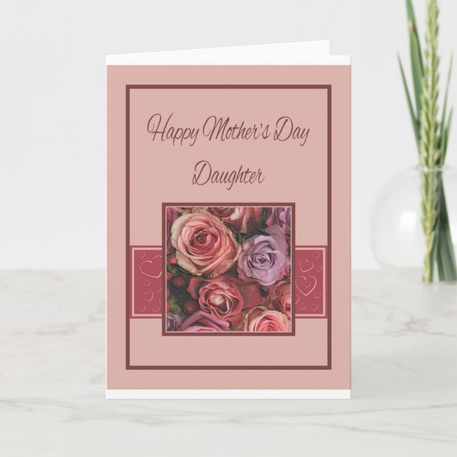 Daughter Happy Mother Day Rose Card Karte (Vorderseite)
