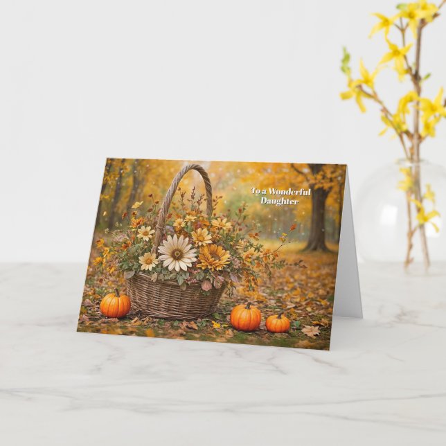 Daughter Happy Thanksgiving mit einem Körbchen Blu Karte (Gelbe Blume)